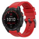 For Garmin Fenix 7 Solar / Sapphire Solar Solid Color Black Buckle Silicone Quick Release Watch Band(Red) - 1