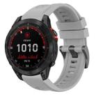 For Garmin Fenix 7 Solar / Sapphire Solar Solid Color Black Buckle Silicone Quick Release Watch Band(Gray) - 1