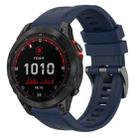 For Garmin Fenix 7 Solar / Sapphire Solar Solid Color Black Buckle Silicone Quick Release Watch Band(Dark Blue) - 1