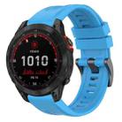 For Garmin Fenix 7 Solar / Sapphire Solar Solid Color Black Buckle Silicone Quick Release Watch Band(Sky Blue) - 1