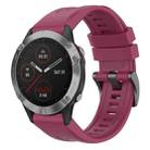 For Garmin Fenix 6 GPS Solid Color Black Buckle Silicone Quick Release Watch Band(Wine Red) - 1