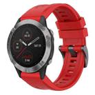 For Garmin Fenix 6 GPS Solid Color Black Buckle Silicone Quick Release Watch Band(Red) - 1