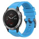 For Garmin Fenix 6 GPS Solid Color Black Buckle Silicone Quick Release Watch Band(Sky Blue) - 1