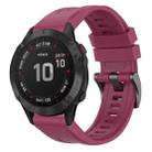 For Garmin Fenix 6 Pro GPS Solid Color Black Buckle Silicone Quick Release Watch Band(Wine Red) - 1