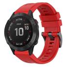 For Garmin Fenix 6 Pro GPS Solid Color Black Buckle Silicone Quick Release Watch Band(Red) - 1