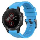 For Garmin Fenix 5 / Fenix 5 Plus Solid Color Black Buckle Silicone Quick Release Watch Band(Sky Blue) - 1