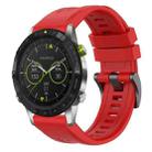 For Garmin MARQ Solid Color Black Buckle Silicone Quick Release Watch Band(Red) - 1