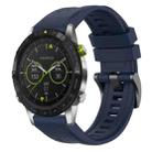 For Garmin MARQ Solid Color Black Buckle Silicone Quick Release Watch Band(Dark Blue) - 1