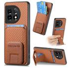 For OnePlus 11 Carbon Fiber Card Bag Fold Stand Phone Case(Brown) - 1