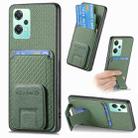 For OnePlus Nord CE2 Lite 5G Carbon Fiber Card Bag Fold Stand Phone Case(Green) - 1