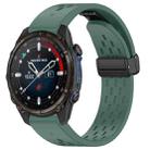 For Garmin Descent MK3i 43mm 20mm Holes Magnetic Folding Buckle Silicone Watch Band(Dark Green) - 1