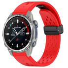 For Garmin Descent MK3 43mm 20mm Holes Magnetic Folding Buckle Silicone Watch Band(Red) - 1