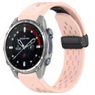 For Garmin Descent MK3 43mm 20mm Holes Magnetic Folding Buckle Silicone Watch Band(Pink) - 1