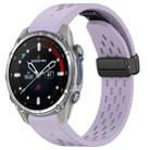 For Garmin Descent MK3 43mm 20mm Holes Magnetic Folding Buckle Silicone Watch Band(Purple) - 1