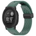 For Garmin Instinct 2 / Instinct 22mm Holes Magnetic Folding Buckle Silicone Watch Band(Dark Green) - 1