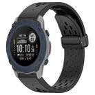 For Garmin Descent G1 22mm Holes Magnetic Folding Buckle Silicone Watch Band(Black) - 1