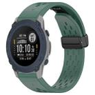 For Garmin Descent G1 22mm Holes Magnetic Folding Buckle Silicone Watch Band(Dark Green) - 1