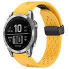 For Garmin Fenix 7 / Fenix 7 Pro 22mm Holes Magnetic Folding Buckle Silicone Watch Band(Yellow) - 1