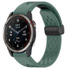 For Garmin Quatix 7 Pro 22mm Holes Magnetic Folding Buckle Silicone Watch Band(Dark Green) - 1