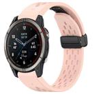 For Garmin Quatix 7 Pro 22mm Holes Magnetic Folding Buckle Silicone Watch Band(Pink) - 1