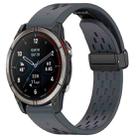 For Garmin Quatix 7 Pro 22mm Holes Magnetic Folding Buckle Silicone Watch Band(Dark Gray) - 1