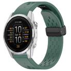 For Garmin Epix Pro 42mm 20mm Holes Magnetic Folding Buckle Silicone Watch Band(Dark Green) - 1