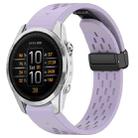 For Garmin Epix Pro 42mm 20mm Holes Magnetic Folding Buckle Silicone Watch Band(Purple) - 1