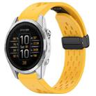 For Garmin Epix Pro 42mm 20mm Holes Magnetic Folding Buckle Silicone Watch Band(Yellow) - 1