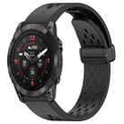 For Garmin Epix Pro 51mm Holes Magnetic Folding Buckle Silicone Watch Band(Black) - 1