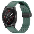 For Garmin Epix Pro 51mm Holes Magnetic Folding Buckle Silicone Watch Band(Dark Green) - 1