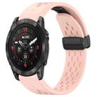 For Garmin Epix Pro 51mm Holes Magnetic Folding Buckle Silicone Watch Band(Pink) - 1