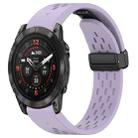 For Garmin Epix Pro 51mm Holes Magnetic Folding Buckle Silicone Watch Band(Purple) - 1