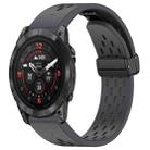 For Garmin Epix Pro 51mm Holes Magnetic Folding Buckle Silicone Watch Band(Dark Gray) - 1
