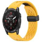 For Garmin Epix Pro 51mm Holes Magnetic Folding Buckle Silicone Watch Band(Yellow) - 1