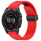 For Garmin Epix Pro 47mm 22mm Holes Magnetic Folding Buckle Silicone Watch Band(Red) - 1