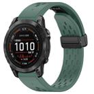 For Garmin Epix Pro 47mm 22mm Holes Magnetic Folding Buckle Silicone Watch Band(Dark Green) - 1