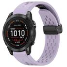 For Garmin Epix Pro 47mm 22mm Holes Magnetic Folding Buckle Silicone Watch Band(Purple) - 1