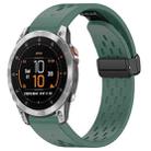 For Garmin Epix Gen2 / Epix Pro Gen2 47mm Holes Magnetic Folding Buckle Silicone Watch Band(Dark Green) - 1