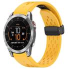 For Garmin Epix Gen2 / Epix Pro Gen2 47mm Holes Magnetic Folding Buckle Silicone Watch Band(Yellow) - 1