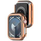 For  Apple Watch Series 7 45mm Diamond Hollow PC Watch Case(Rose Gold) - 1