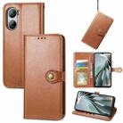 For ZTE Libero 5G IV Retro Solid Color Buckle Leather Phone Case(Brown) - 1