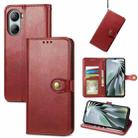 For ZTE Libero 5G IV Retro Solid Color Buckle Leather Phone Case(Red) - 1