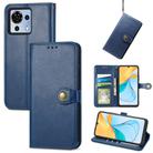 For ZTE Blade V50 Vita Retro Solid Color Buckle Leather Phone Case(Blue) - 1