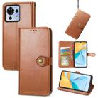 For ZTE Blade V50 Vita Retro Solid Color Buckle Leather Phone Case(Brown) - 1