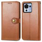 For ZTE Blade V50 Vita Retro Solid Color Buckle Leather Phone Case(Brown) - 2