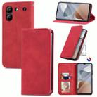 For ZTE Blade A54 Retro Skin Feel Magnetic Leather Phone Case(Red) - 1