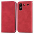 For ZTE Blade A54 Retro Skin Feel Magnetic Leather Phone Case(Red) - 2