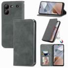 For ZTE Blade A54 Retro Skin Feel Magnetic Leather Phone Case(Grey) - 1