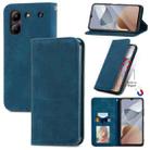 For ZTE Blade A54 Retro Skin Feel Magnetic Leather Phone Case(Blue) - 1