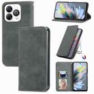 For ZTE Blade A75 4G Retro Skin Feel Magnetic Leather Phone Case(Grey) - 1